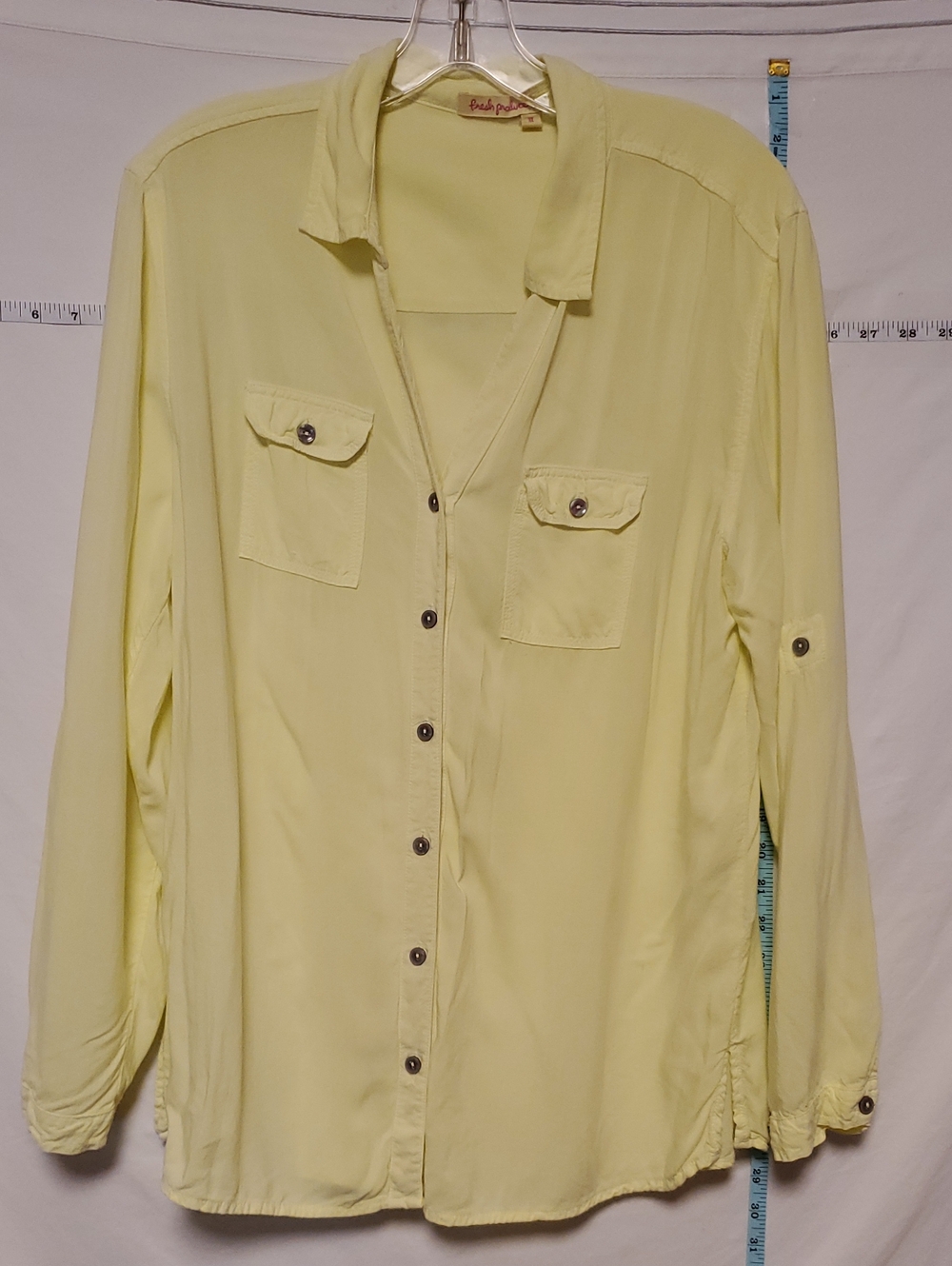 Fresh Produce Women Bright Light Yellow Button Down Blouse XL Cruise Beach Layer